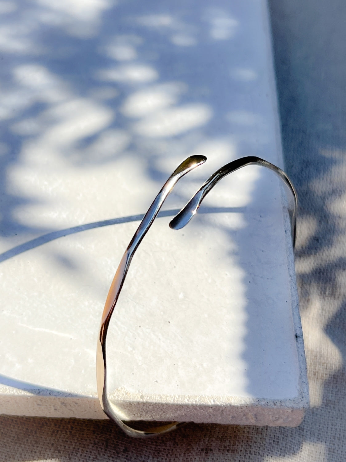 Sterling Silver Adjustable Oval Hammered Cuff Bangle - Myleti Jewellery