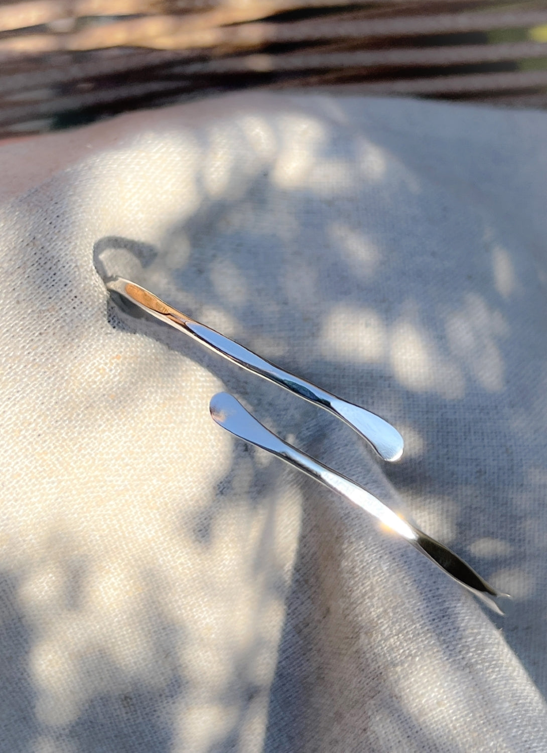 Sterling Silver Adjustable Oval Hammered Cuff Bangle - Myleti Jewellery