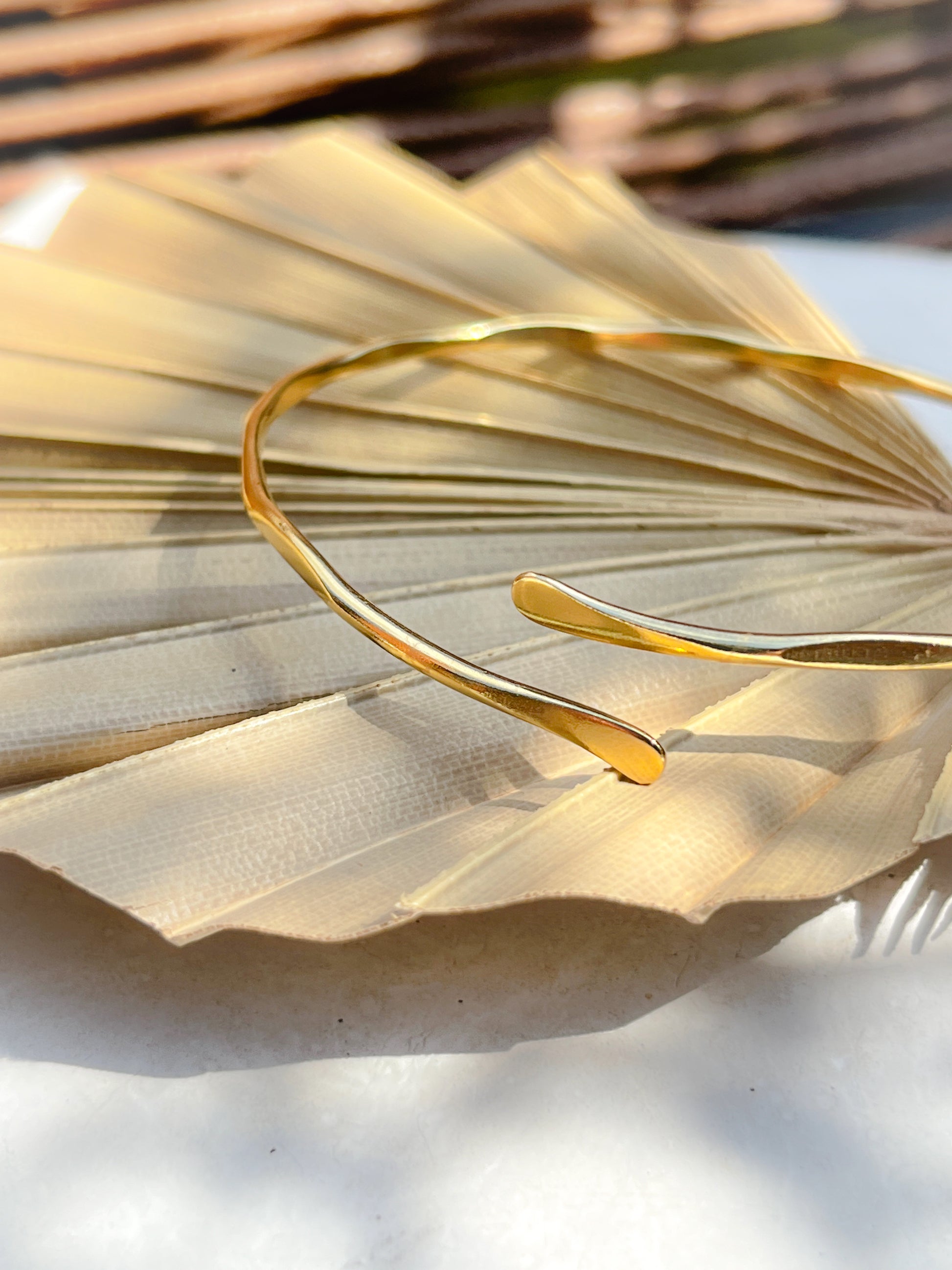 Gold Vermeil Hammered Adjustable Cuff Bangle - Myleti Jewellery