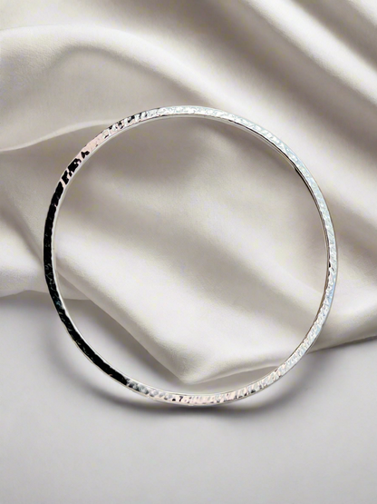 Sterling Silver Hammered Textured Bangle - Myleti Jewellery