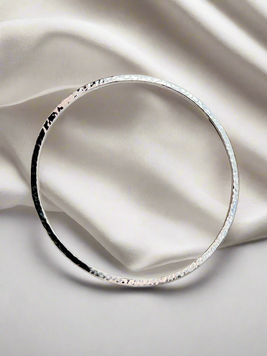 Sterling Silver Hammered Textured Bangle