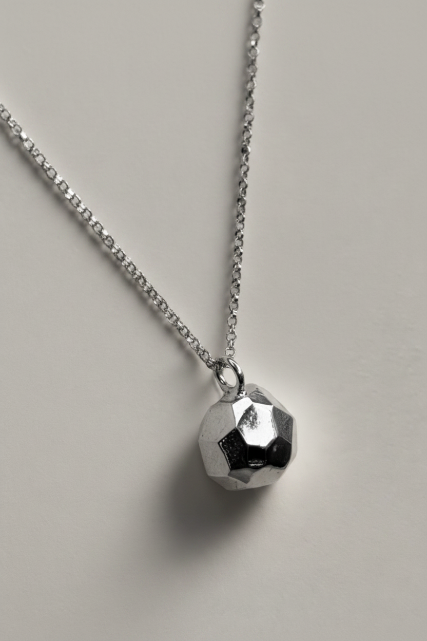 Sterling Silver Light Catcher Faceted Pendant Necklace