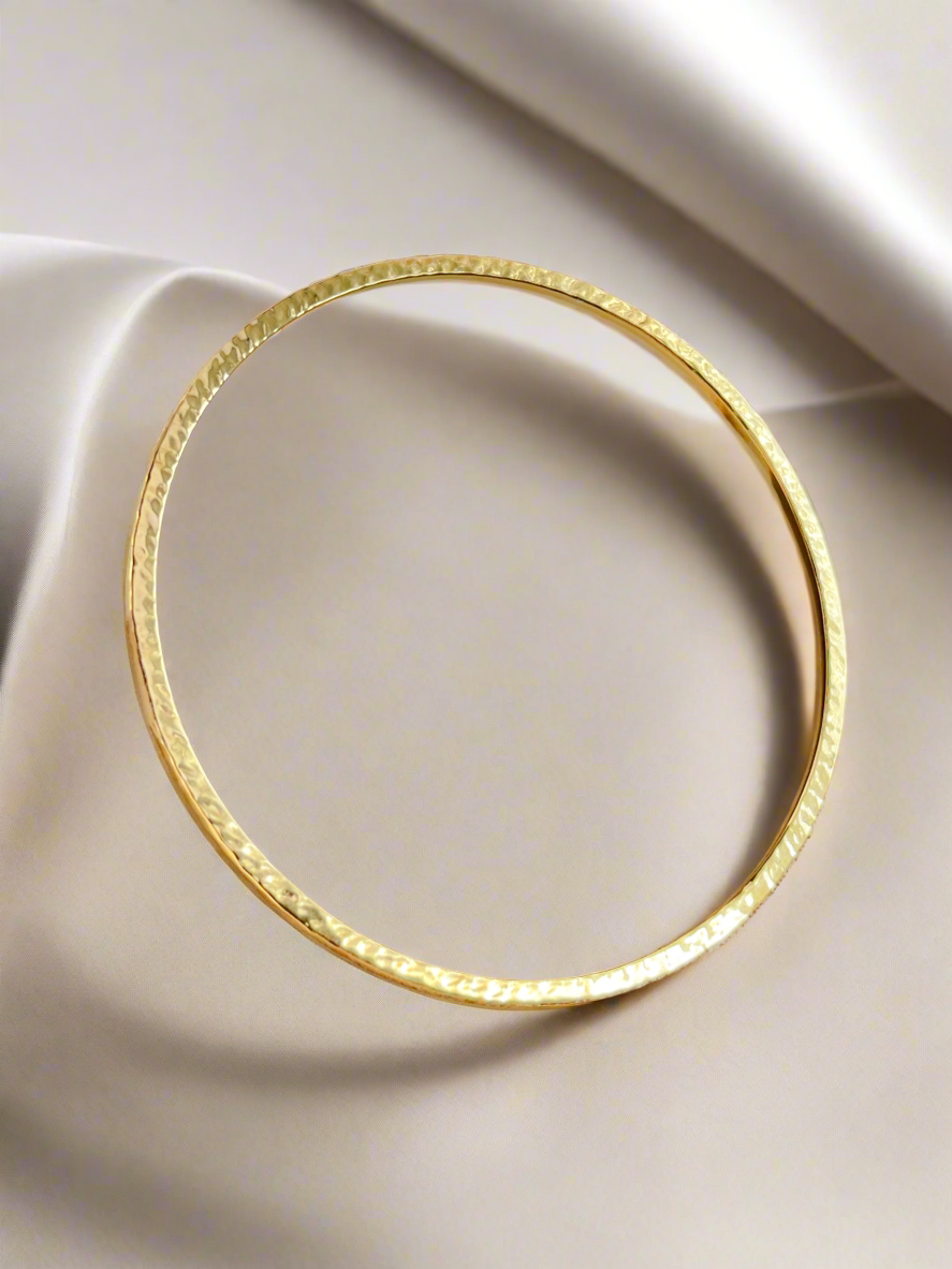 Gold Vermeil Hammered Textured Bangle