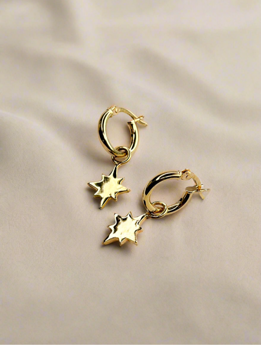 Gold Vermeil Guiding North Star Charm Earrings