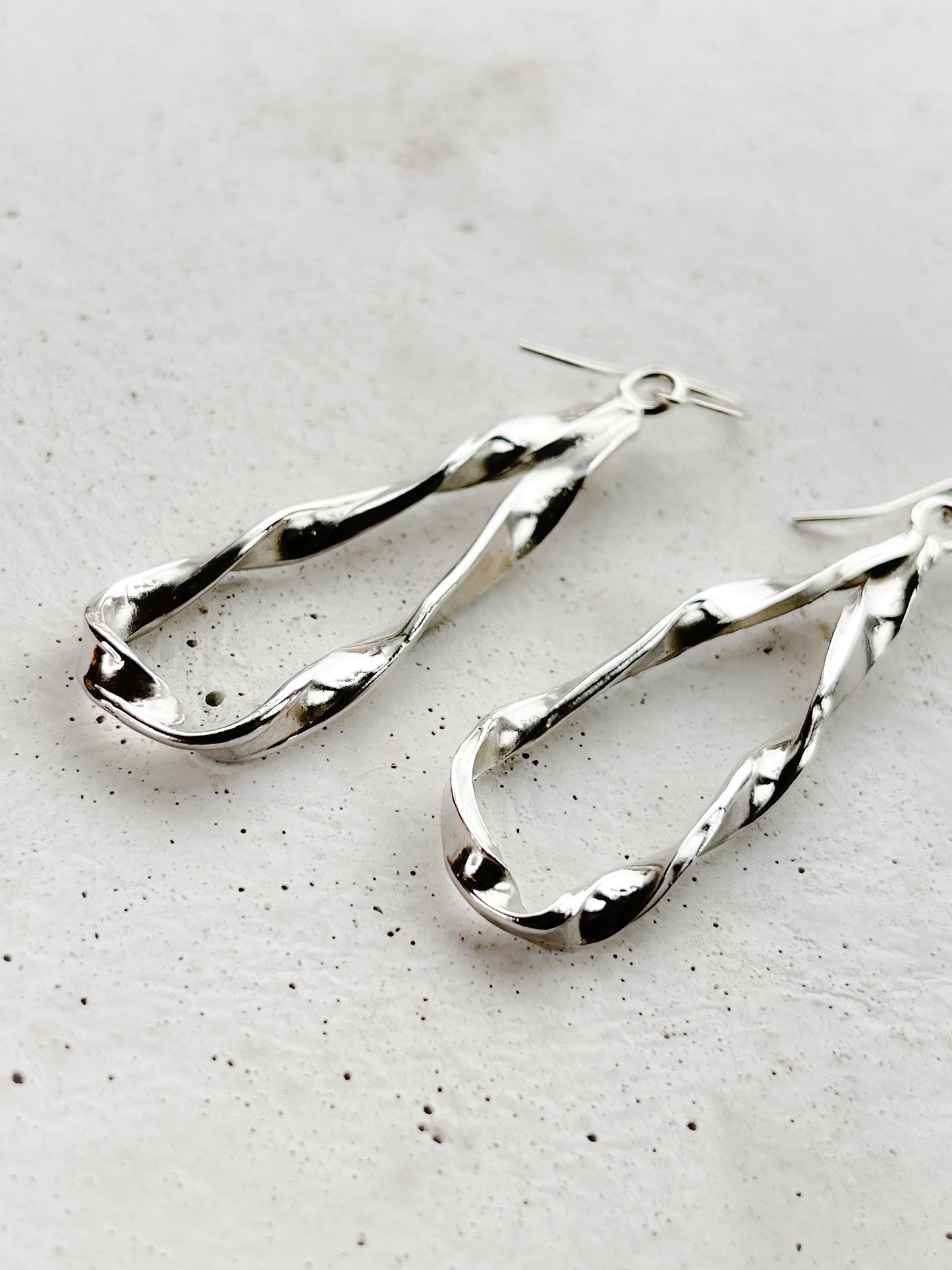 Sterling Silver Organic Twist Drop Earrings