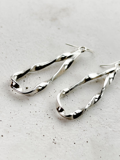 Sterling Silver Organic Twist Drop Earrings - Myleti Jewellery