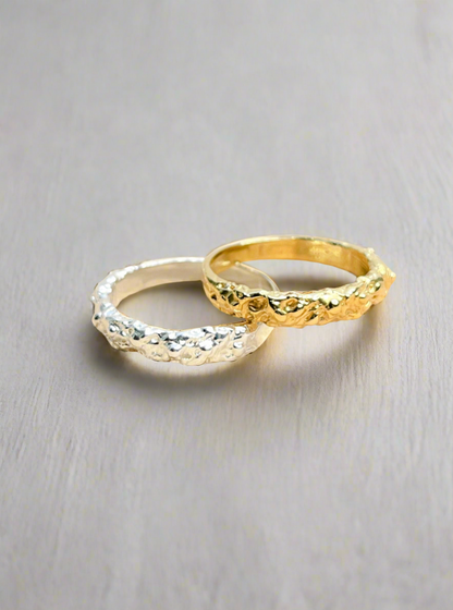 Sterling Silver & Gold Vermeil Elegant Molten Band Ring - Myleti Jewellery