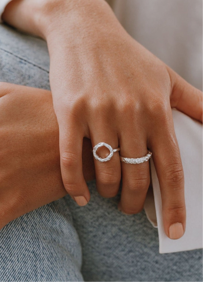 Sterling Silver & Gold Vermeil Organic Molten Hoop Ring - Myleti Jewellery