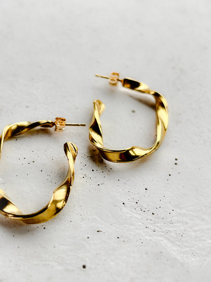 Gold Vermeil Organic Twist Oval Hoop Earrings - Myleti Jewellery