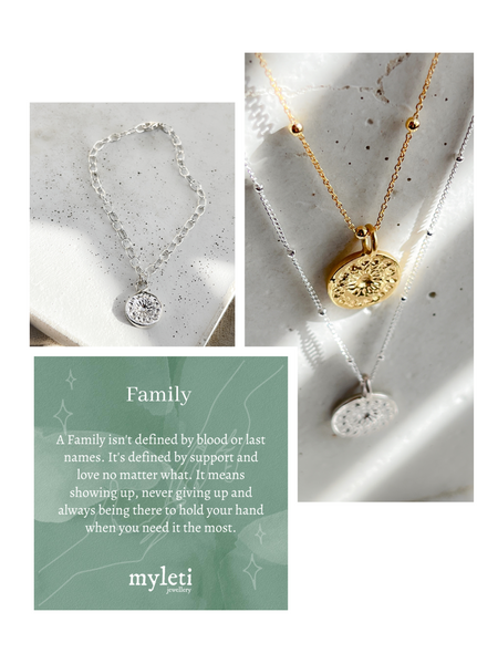 Sterling Silver Gold Vermeil Family Coin Necklace Bracelet Set