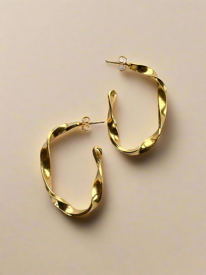 Gold Vermeil Organic Twist Oval Hoop Earrings - Myleti Jewellery