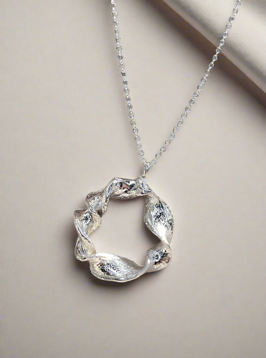 Sterling Silver Flow Twist Pendant Necklace