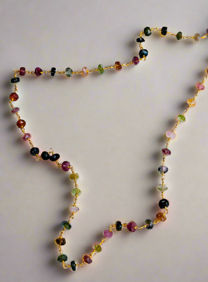 Gold Vermeil Tourmaline Gemstone Bead Necklace