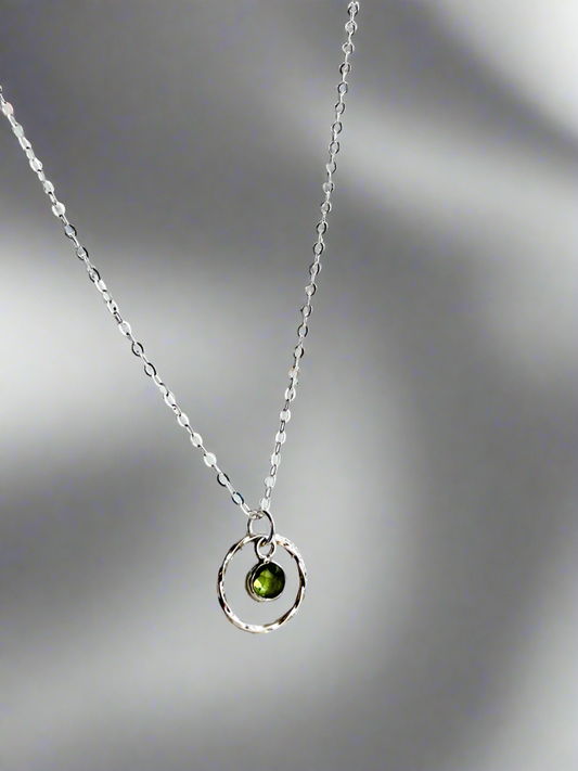 Sterling Silver Peridot Charm Necklace