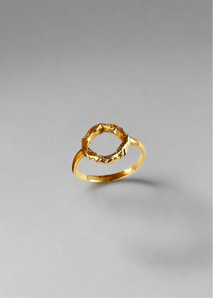 Sterling Silver & Gold Vermeil Organic Molten Hoop Ring - Myleti Jewellery