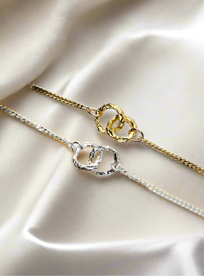 Sterling Silver & Gold Vermeil Molten Links of Love Bracelet