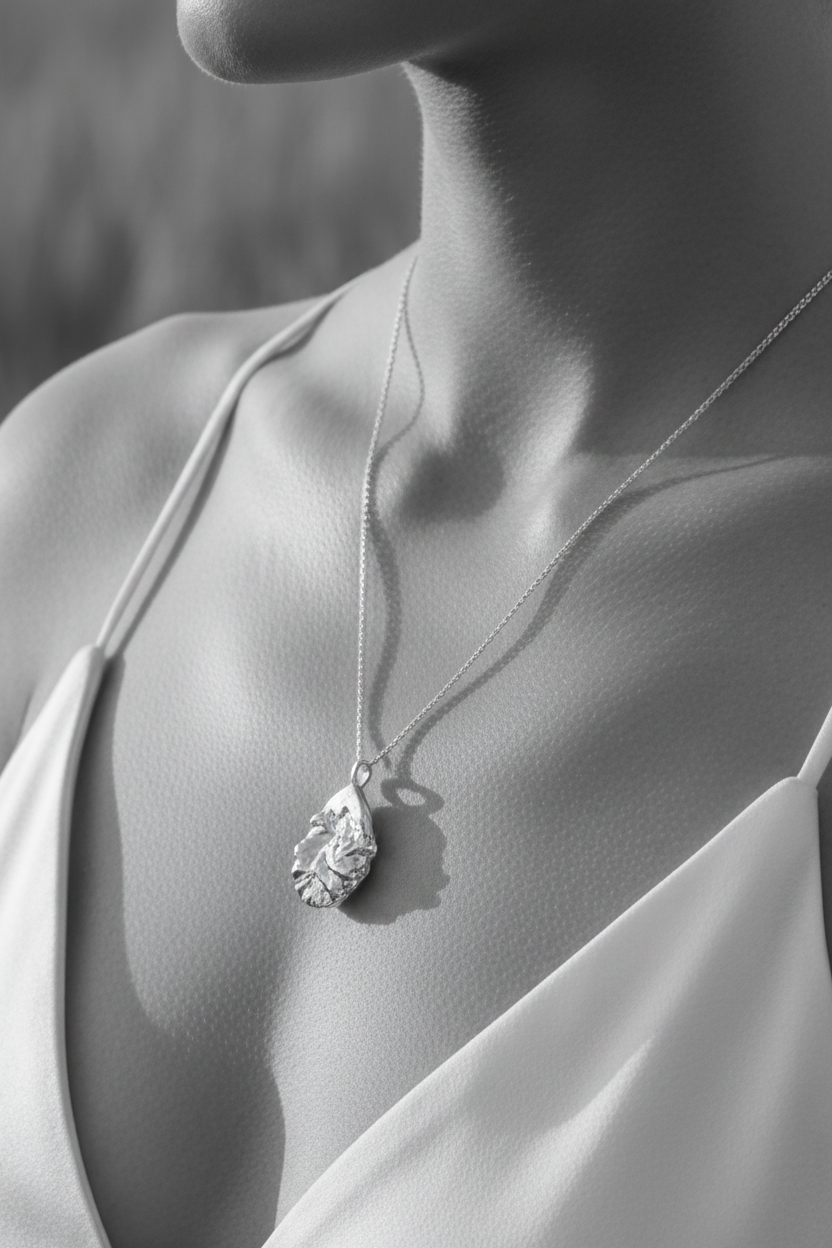 Sterling Silver Textured Teardrop Pendant Necklace - Myleti Jewellery