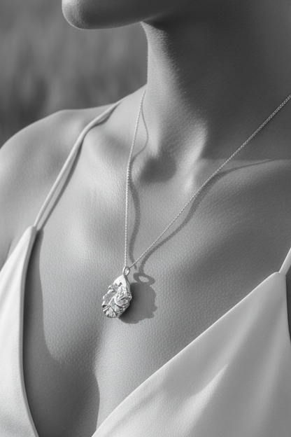 Sterling Silver Textured Teardrop Pendant Necklace - Myleti Jewellery