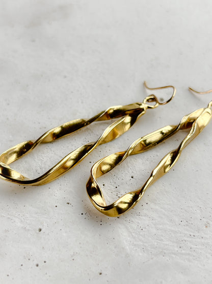 Gold Vermeil Organic Twist Drop Earrings - Myleti Jewellery