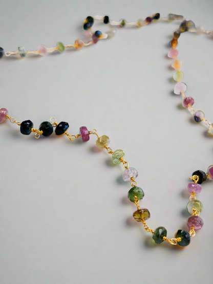 Gold Vermeil Tourmaline Gemstone Bead Necklace