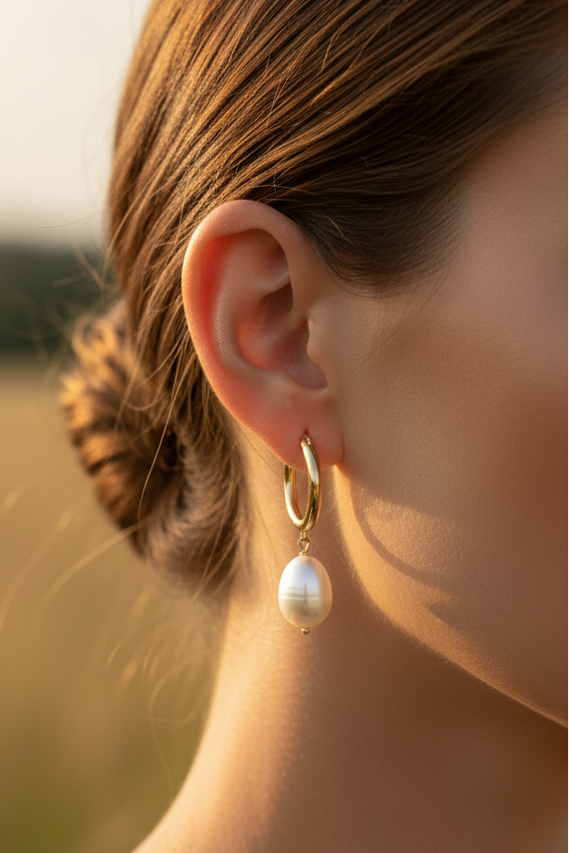 Timeless Gold Hoop & Freshwater Pearl Earrings - Myleti Jewellery
