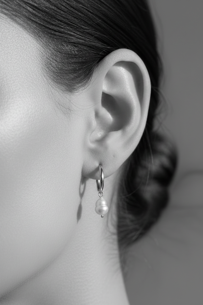 Timeless Sterling Silver Hoop & Freshwater Pearl Earrings - Myleti Jewellery