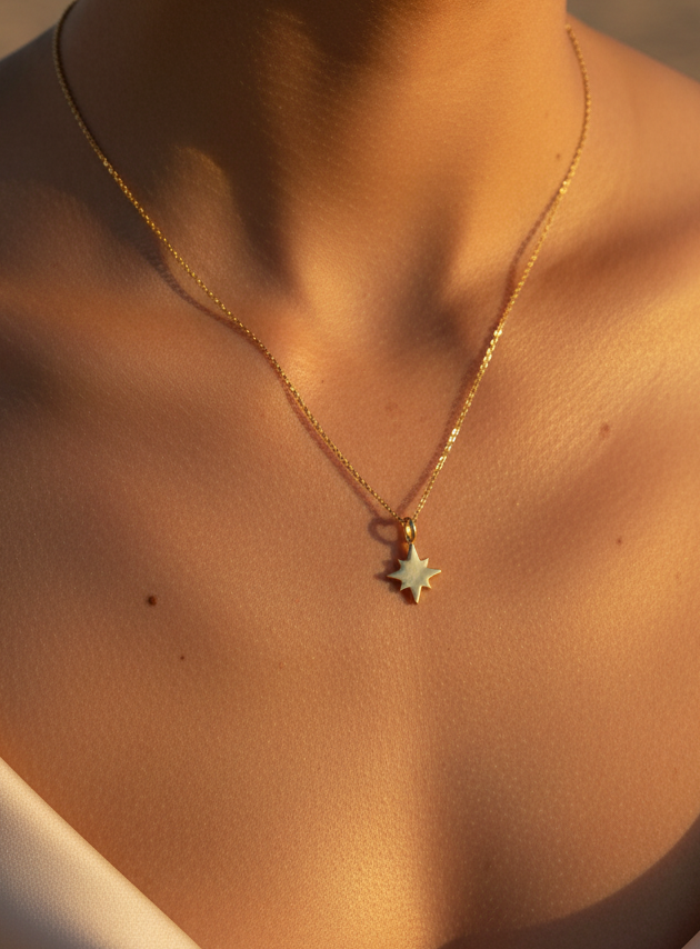Gold Vermeil Guiding North Star Pendant Necklace