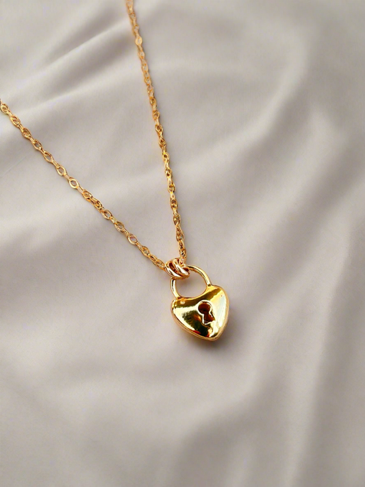 Gold Vermeil Heart Padlock Charm Pendant