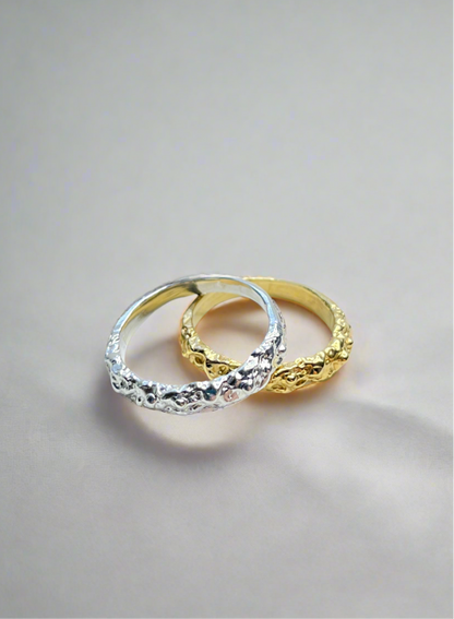 Sterling Silver & Gold Vermeil Elegant Molten Band Ring - Myleti Jewellery