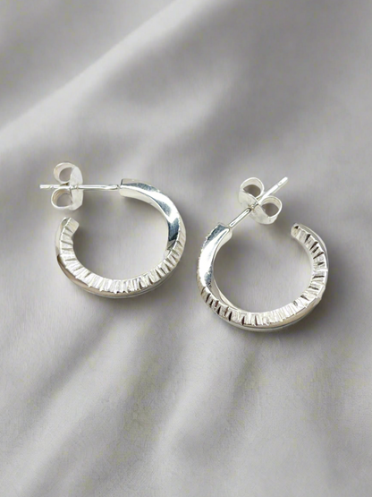 Sterling Silver Textured Twist Flow Hoop Earrings - Myleti Jewellery