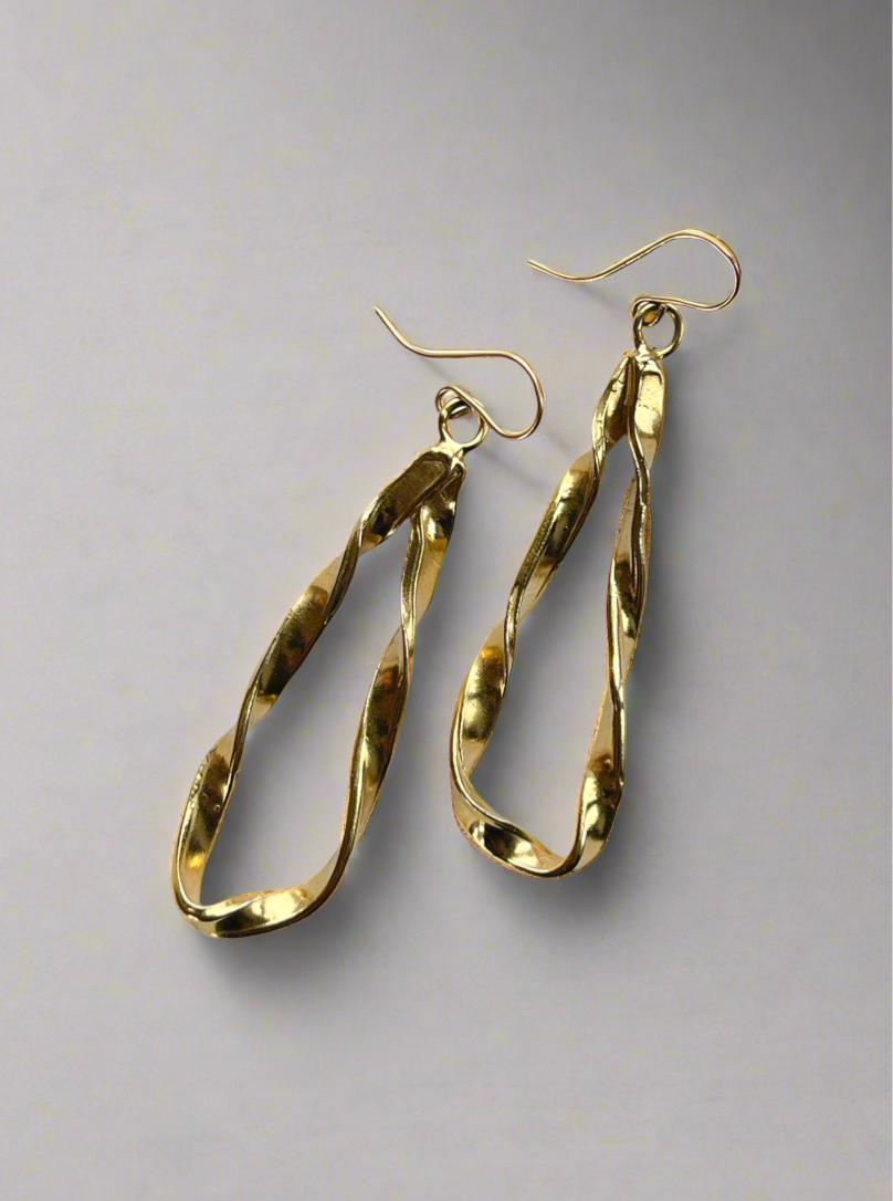 Gold Vermeil Organic Twist Drop Earrings