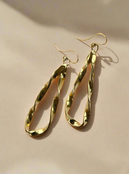 Gold Vermeil Organic Twist Drop Earrings - Myleti Jewellery
