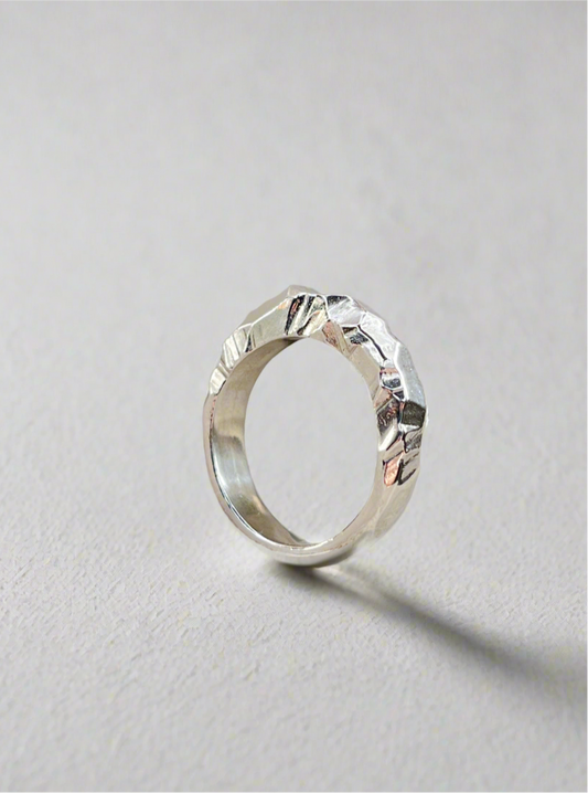 Sterling Silver Light Catcher Faceted Ring