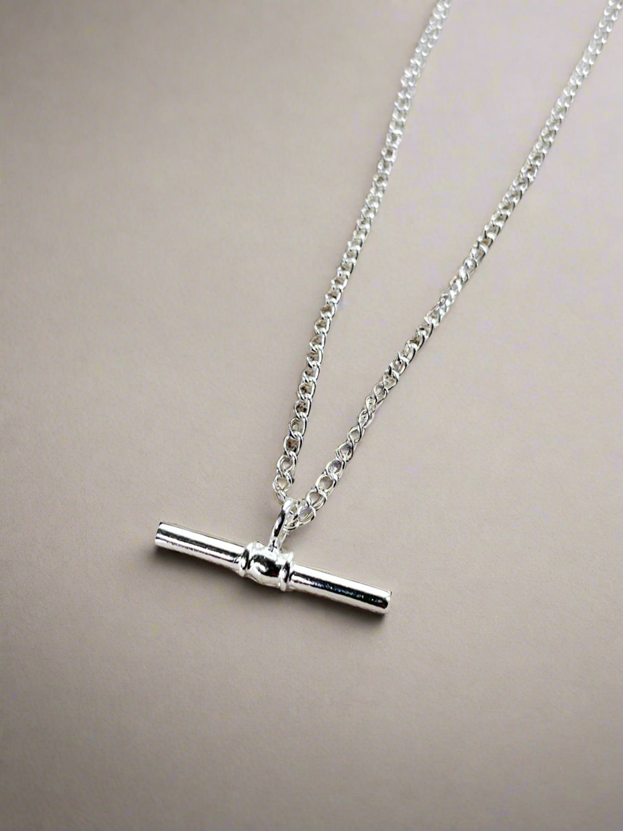 Sterling Silver Timeless T Bar Necklace