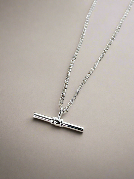 Sterling Silver Timeless Balance T Bar Necklace