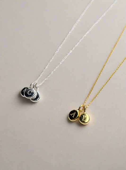 Sterling Silver & Gold Vermeil Pebble Personalised Initial Necklace