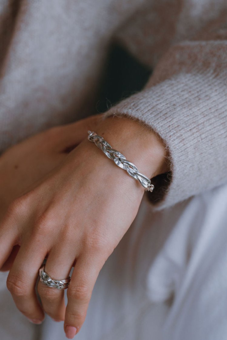 Sterling Silver Entwine Plaited Bracelet