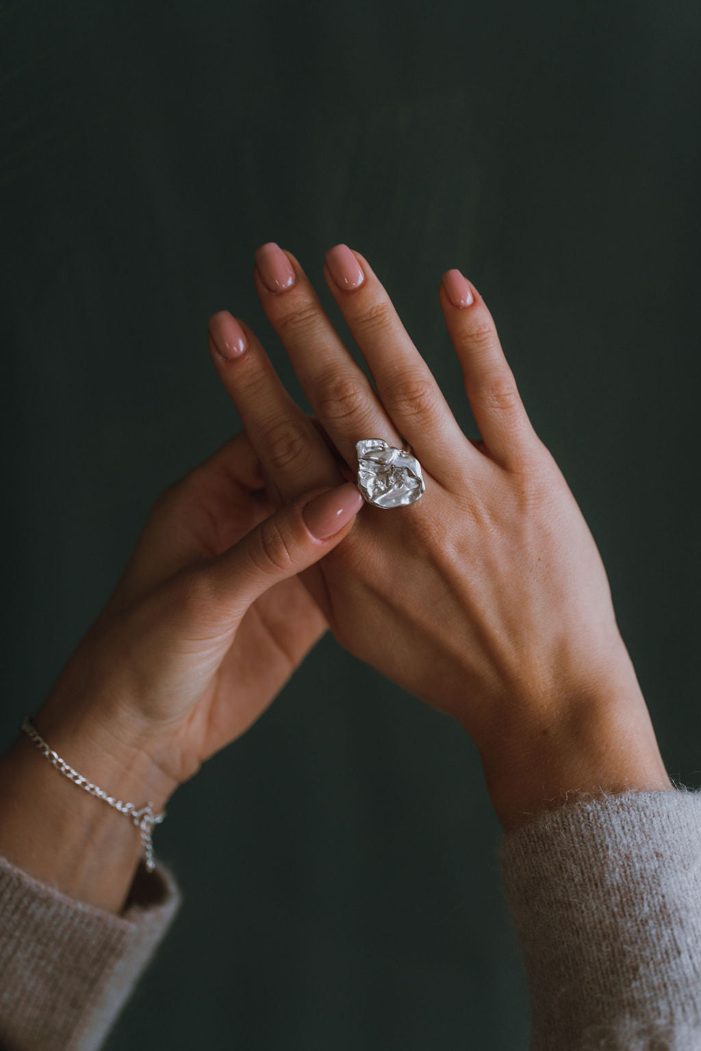 Sterling Silver Molten Strength Ring