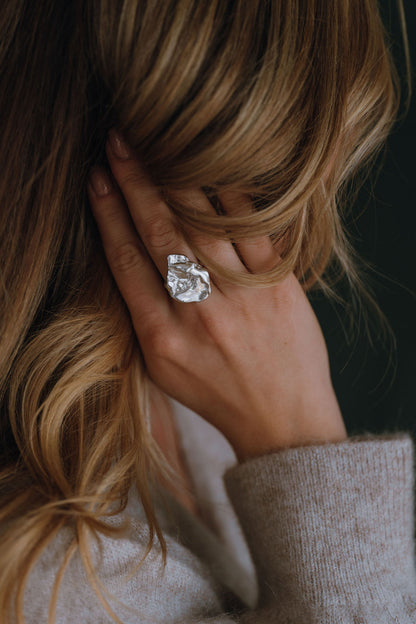 Sterling Silver Molten Strength Ring - Myleti Jewellery