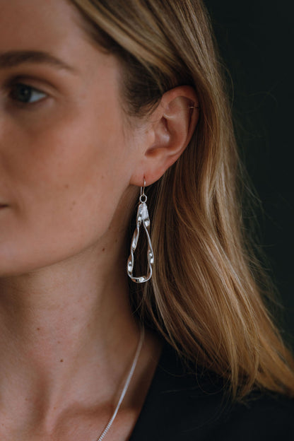 Sterling Silver Organic Twist Drop Earrings - Myleti Jewellery