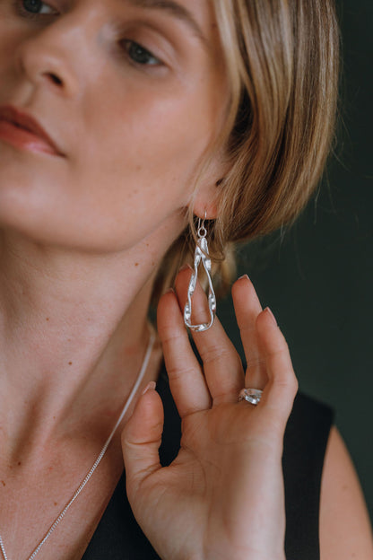 Sterling Silver Organic Twist Drop Earrings - Myleti Jewellery