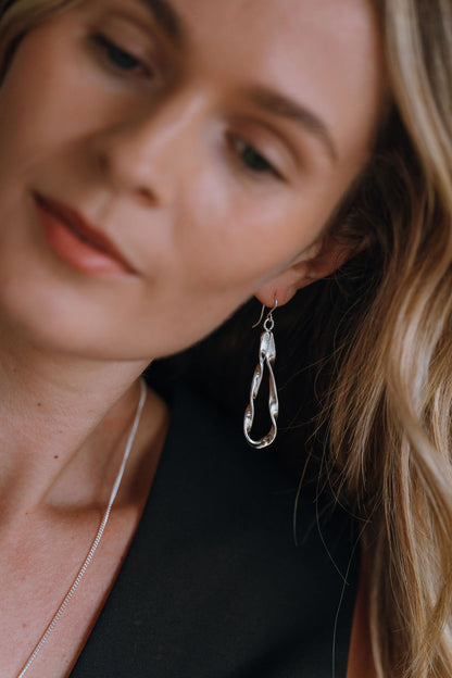 Sterling Silver Organic Twist Drop Earrings - Myleti Jewellery