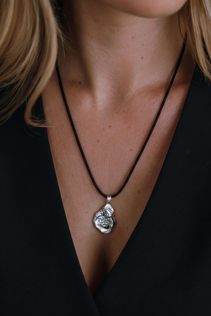 Sterling Silver Molten Strength Cord Necklace