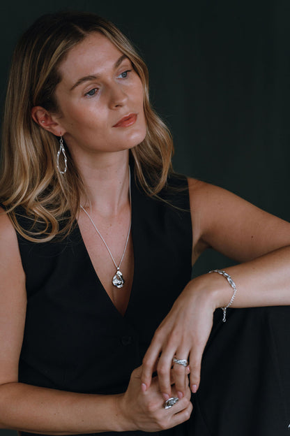 Sterling Silver Organic Twist Drop Earrings - Myleti Jewellery