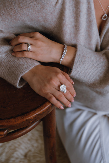 Sterling Silver Molten Strength Ring - Myleti Jewellery