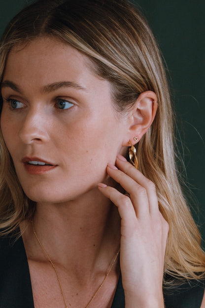Gold Vermeil Organic Twist Oval Hoop Earrings - Myleti Jewellery