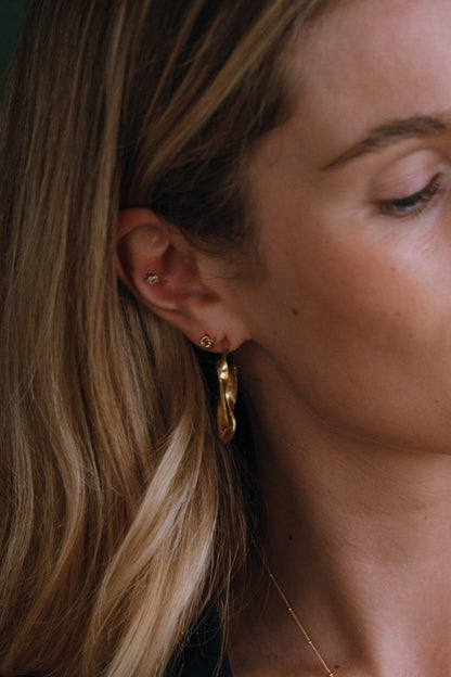 Gold Vermeil Organic Twist Oval Hoop Earrings - Myleti Jewellery