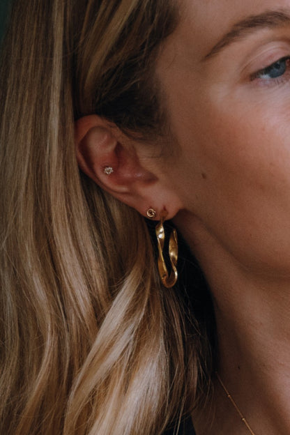 Gold Vermeil Organic Twist Oval Hoop Earrings - Myleti Jewellery