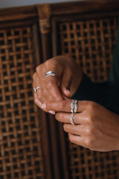 Sterling Silver Wide Flow Curve Ring - Myleti Jewellery