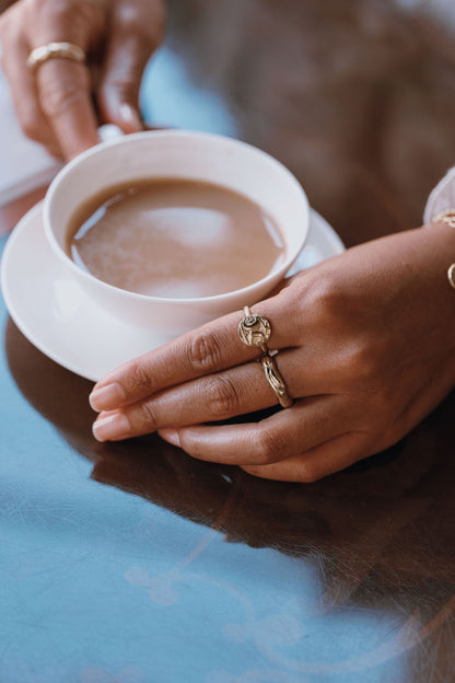Sterling Silver & Gold Vermeil Unique Molten Flow Rings - Myleti Jewellery